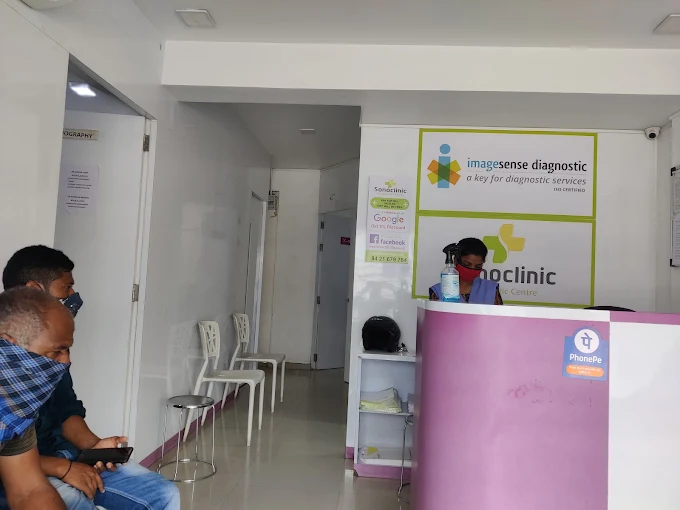 Reception and waiting area at Sonoclinic Diagnostic Center Hinjewadi